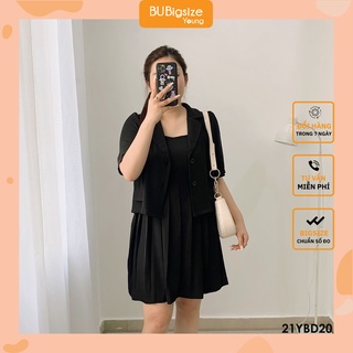 Set váy 2 dây xếp ly và áo khoác BIG SIZE 55kg đến 95kg - 21YBD20 - [BU Bigsize Young]