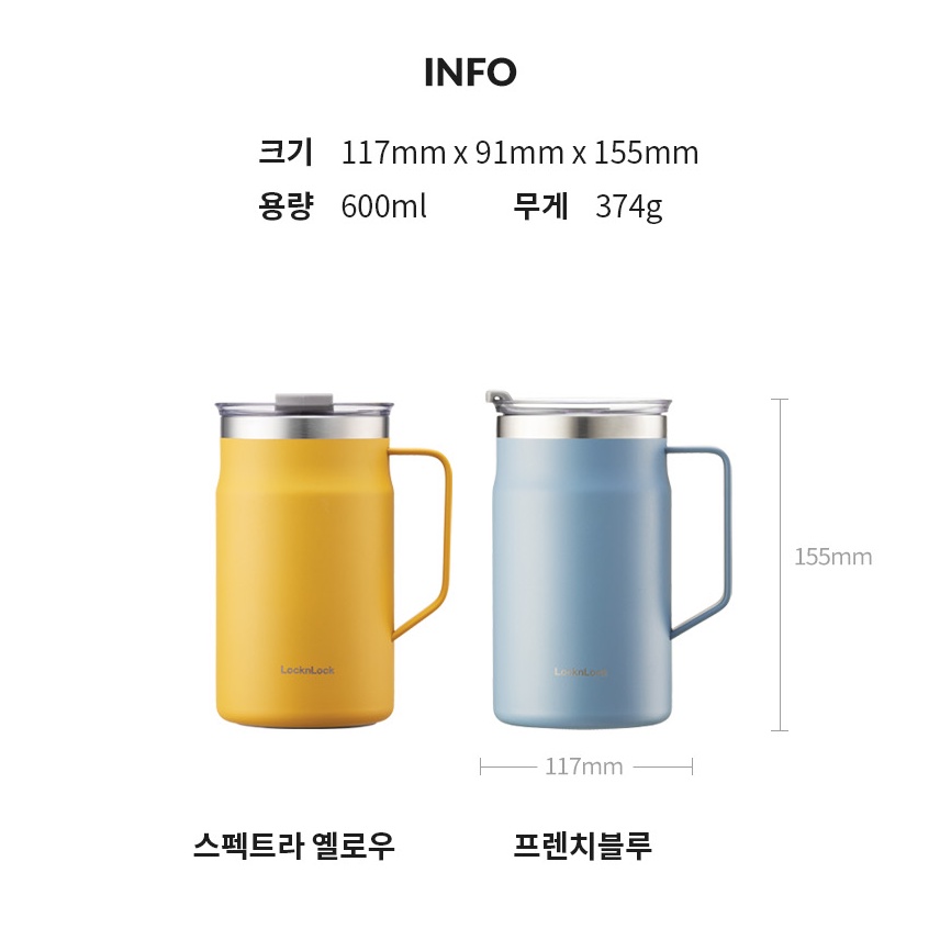 Metro colorful coffee tea table mug bình giữ nhiệt 600ml locknlock lhc4282 jungkook mug locknlock