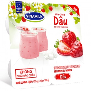 SỮA CHUA ĂN VINAMILK DÂU - VỈ 4 HỘP X 100G