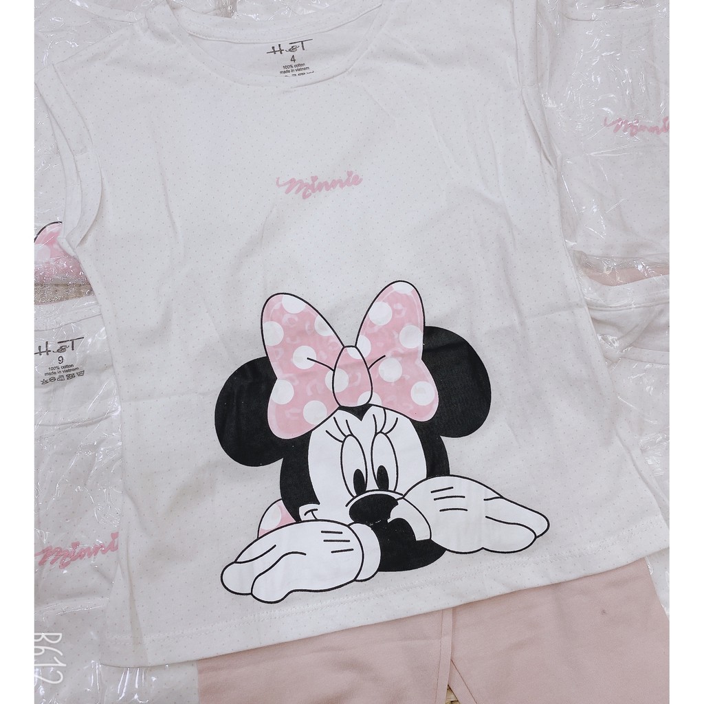 Bộ mickey quần lửng bé gái size  15-33kg chất cotton thấm hút mồ hôi hàng có sẵn, ảnh thật, kèm video