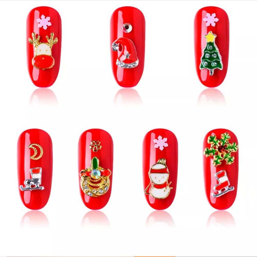 Phụ Kiện Trang Trí Móng Tay Nhiều Màu Sắc Họa Tiết Giáng Sinh Vớ Đính Kim Sa Hình Bông Tuyết Trang Trí Móng Tay DIY