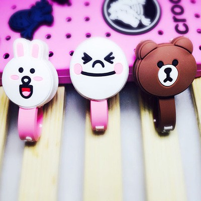 Dây cuốn cáp sạc nút bấm giữ dây sạc tai nghe nút bấm dây sạc hoạt hình gấu brown thỏ cony bé đào