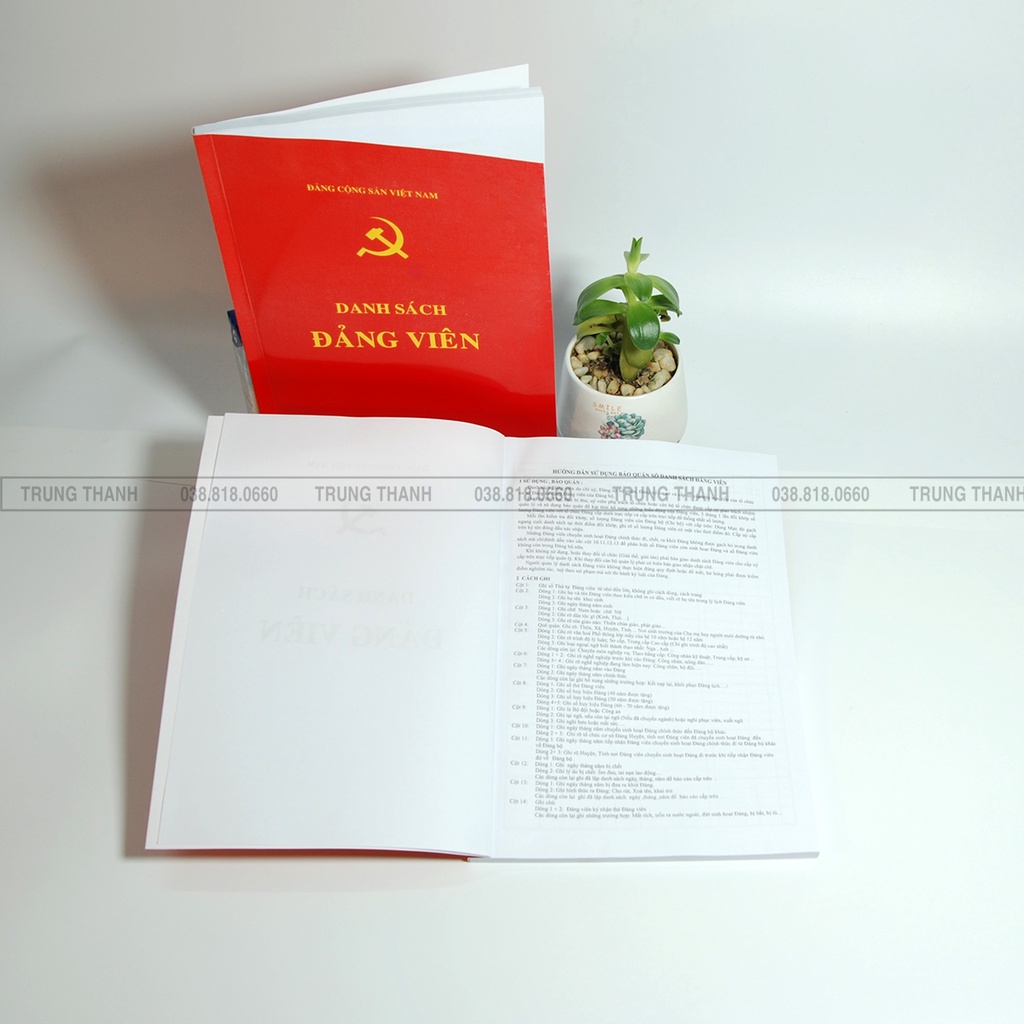 Sổ danh sách đảng viên, kích thước A4, ruột 160 trang