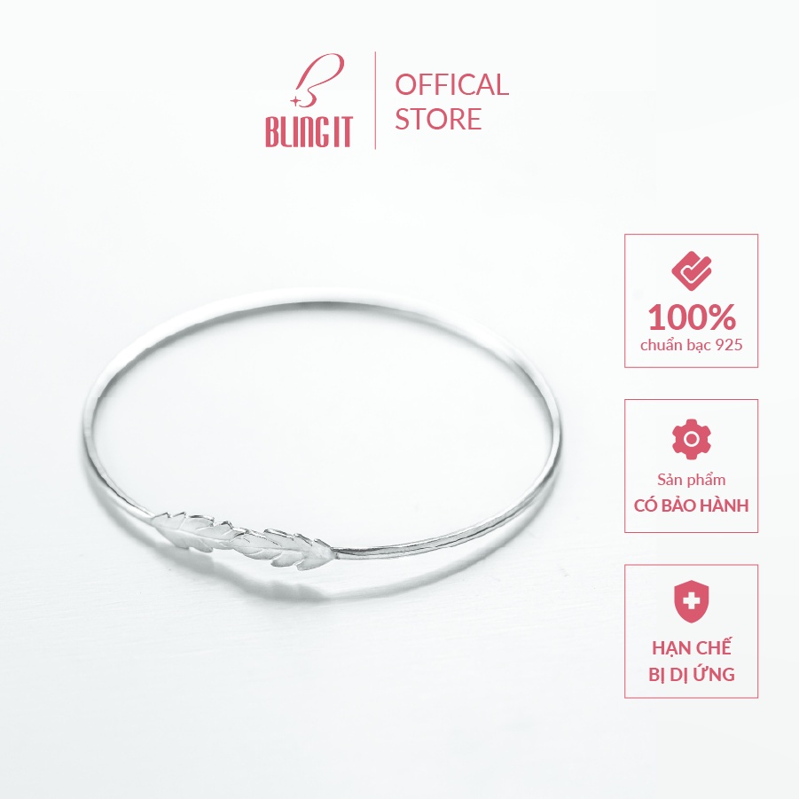 Lắc tay kiềng bạc có bảo hành Bling It phong cách cá tính đơn giản với thiết kế hình chiếc lá BIVT111