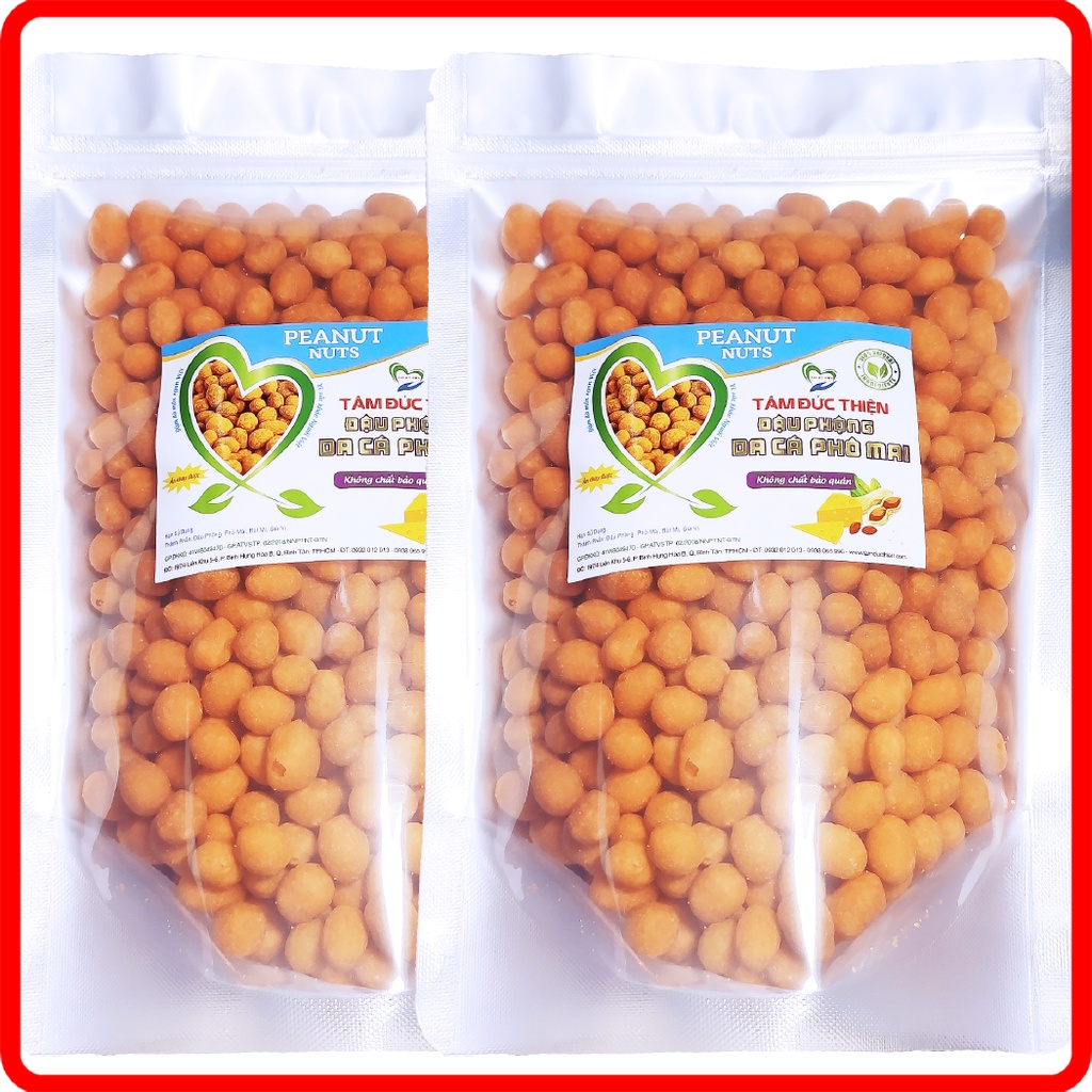 Combo 1KG Đậu Phộng Da Cá Phô Mai Tâm Đức Thiện (2 x Túi 500GR)