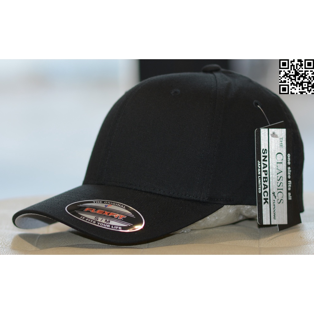 Nón bít đuôi màu đen size nhỏ chính hãng,mũ big size lưỡi trai pít đuôi ,Flexfit Baseball Black Cap