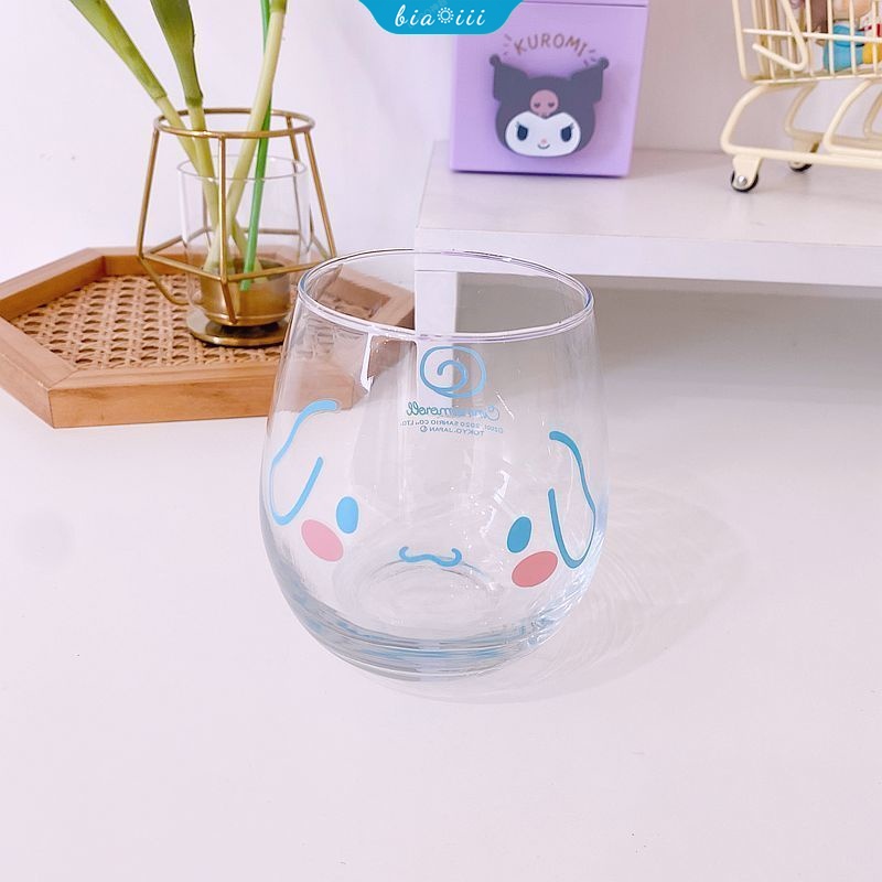 Cốc Thủy Tinh Uống Nước Chịu Nhiệt In Họa Tiết Hoạt Hình Cinnamoroll Kuromi Và My Melody Đáng Yêu