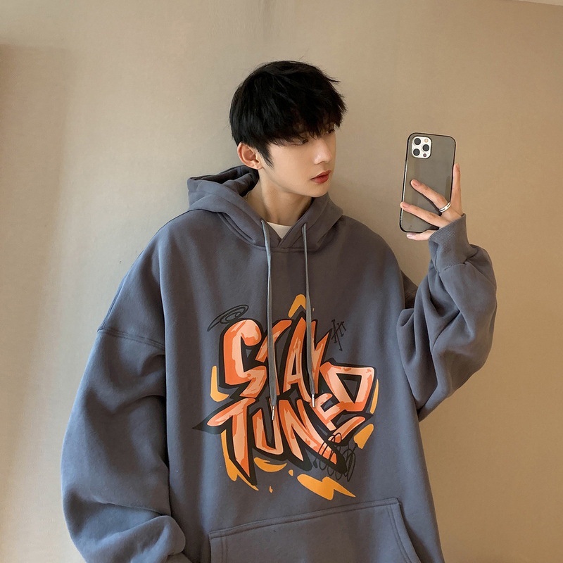 Áo hoodie AOKANG dáng rộng in họa tiết chữ cái thời trang xuân thu trẻ trung dành cho cặp đôi