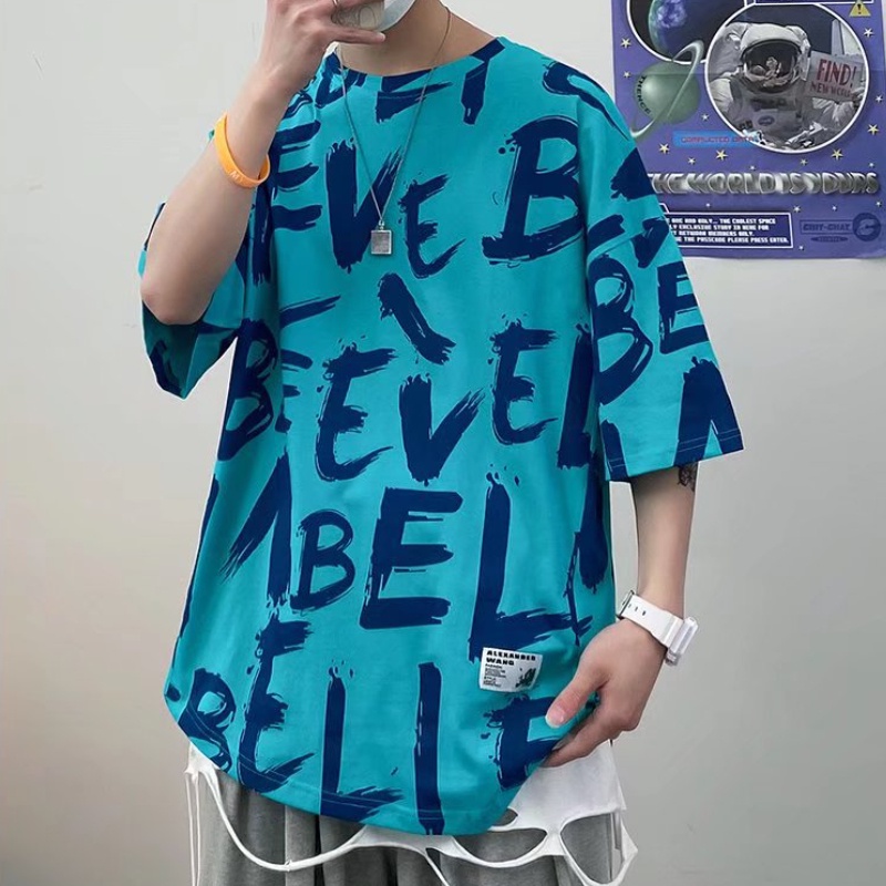 Áo Thun Cổ Tròn Dáng Rộng In Chữ Đơn Giản Nhiều Màu Thời Trang Hàn Quốc Size M-3XL