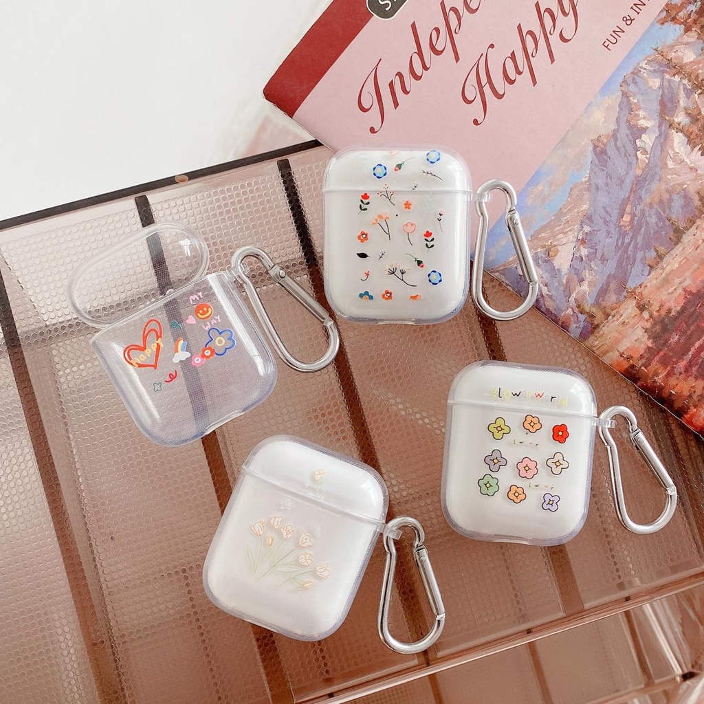 Vỏ bảo vệ hộp sạc tai nghe không dây từ TPU mềm họa tiết hoa dễ thương thích hợp cho Airpods 1/2/3 pro