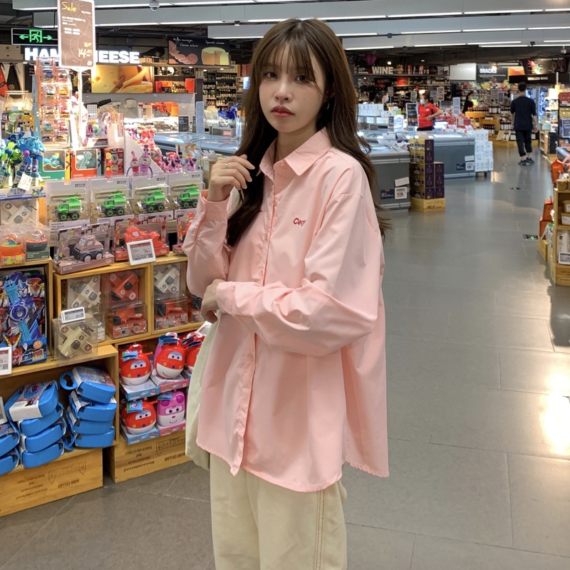 SUXI Áo Thun Nữ Tay Dài Dáng Rộng Màu Sắc Đơn Giản