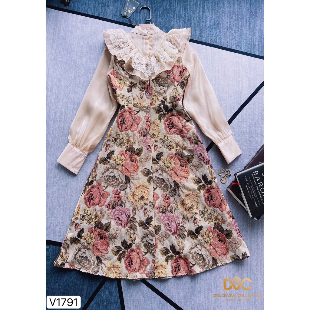 [Mã WASTGO hoàn 10% xu đơn 99k] Váy hoa tiểu thư V1791 - Đẹp Shop DVC (Kèm ảnh thật trải sàn do shop tự chụp) | BigBuy360 - bigbuy360.vn