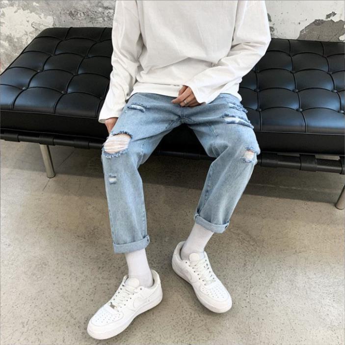 Quần jean baggy nam nữ ống rộng rách pon.mens hà nội hcm ®️