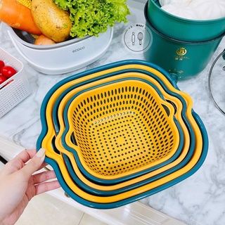 [HÀNG TỐT - GIÁ KHUYẾN MÃI] BỘ RỔ NHỰA KÈM CHẬU 6 MÓN TIỆN DỤNG VUÔNG