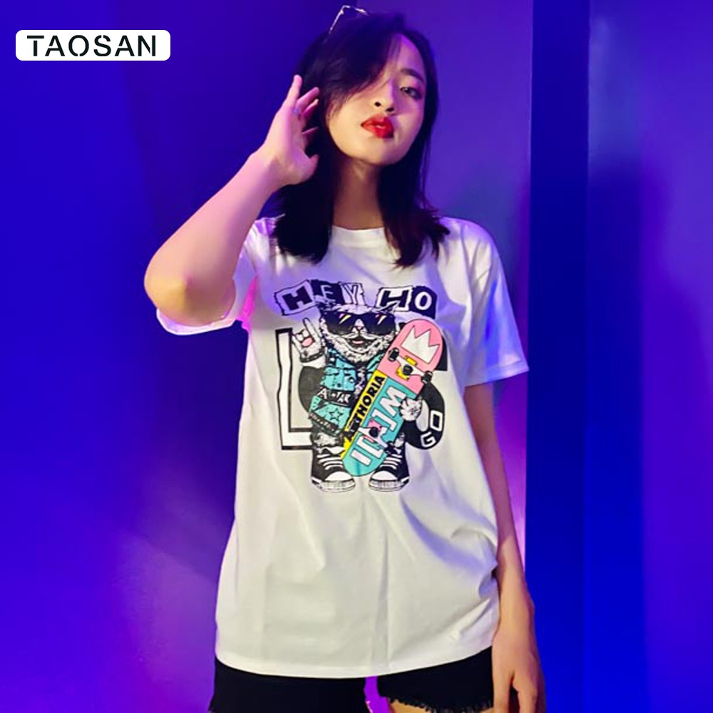 Áo Phông nelly Nữ, hình gấu che mặt chất cotton form rộng thoáng mát freesize Taosan