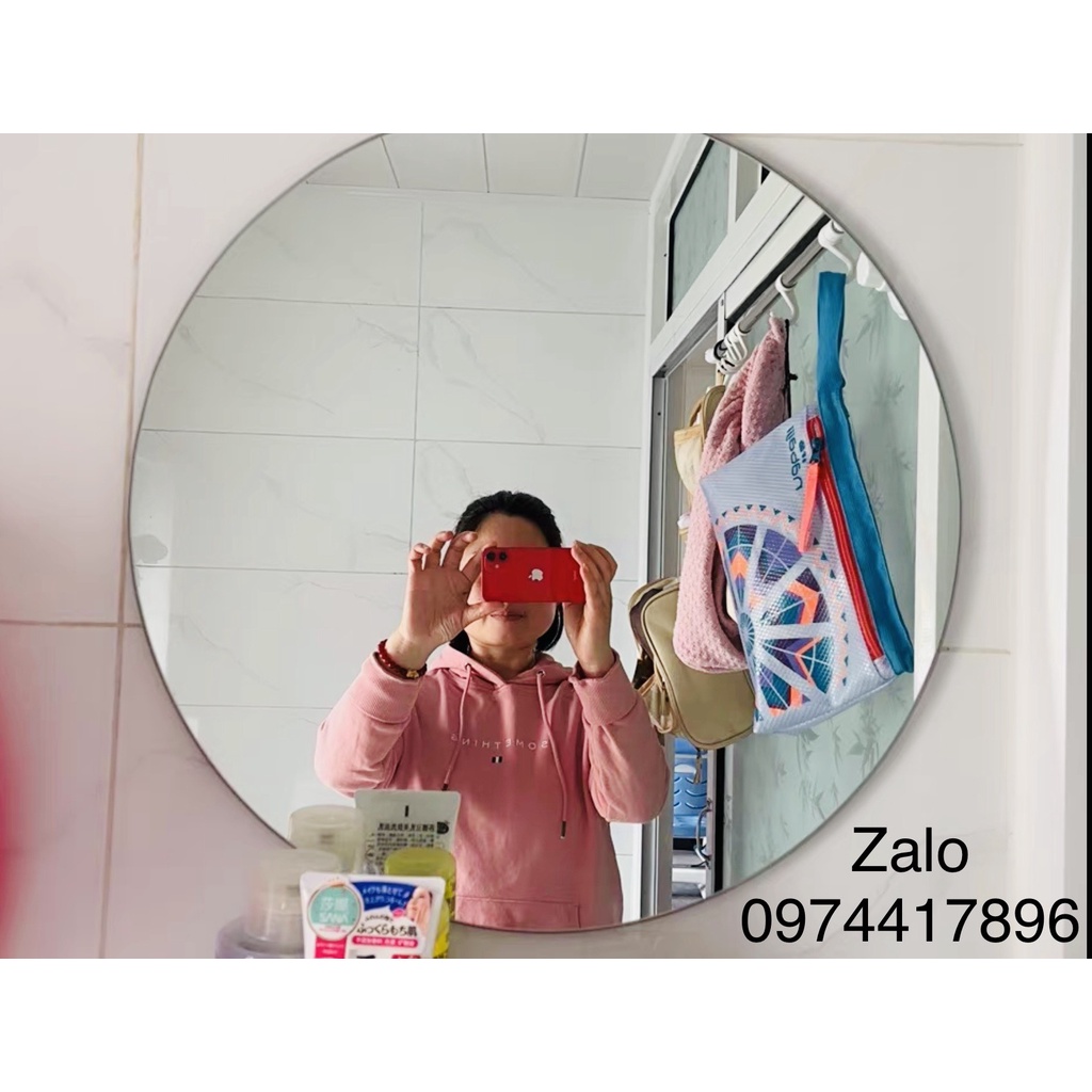 Gương soi tròn 30cm dán tường 𝐬𝐢𝐞̂𝐮 𝐜𝐡𝐚̆́𝐜, trang điểm, nhà tắm 9̶9̶k̶ giảm còn 69🅺  tặng đủ miếng dán