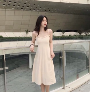 Váy 2 dây hồng nude (ảnh hồng nude)