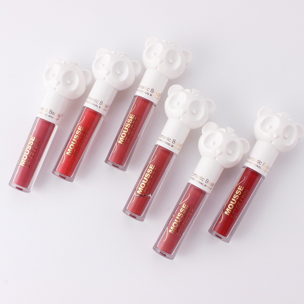 Son Kem Mousse Lip Gloss hình Gấu Siêu Cute Lên Màu Đẹp Lâu Trôi - Son Nội Địa Trung Được Ưa Chuộng