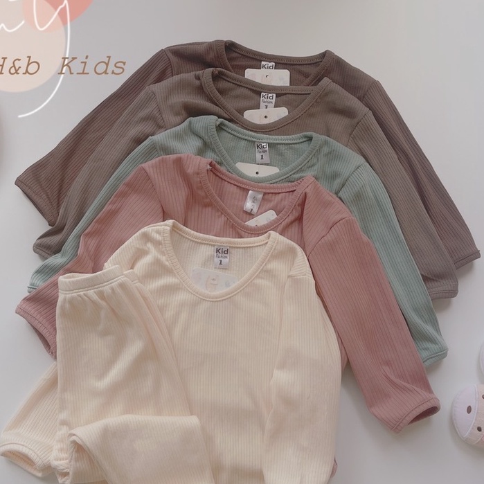 Bô Dài Tay Chất Tăm Cotton Mềm Mịn Phong Cách Hàn Quốc Cho Bé