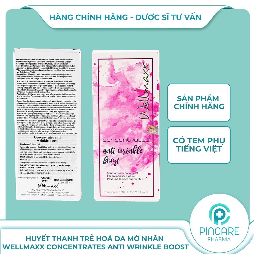 Huyết thanh xóa nhăn trẻ hóa da Wellmaxx Concentrates Anti Wrinkle Boost (7 ống) - Hàng chính hãng - Nhà thuốc PinCare