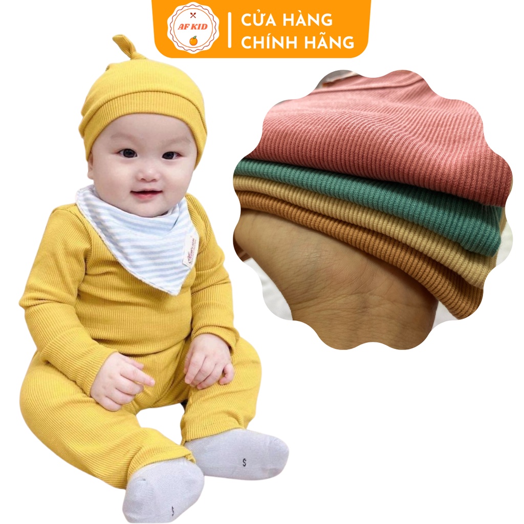 Bộ Quần Áo Trẻ Em Minky Mom Len Tăm Củ Tỏi Cho Bé Kèm Nón Siêu Kute AF Kid từ 3 đến 15kg