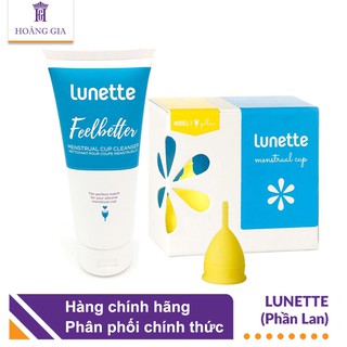 Combo Cốc nguyệt san Lunette, Phần Lan (nhiều màu) + Nước rửa tiệt trùng cốc 150 ml - Hàng NK chính hãng