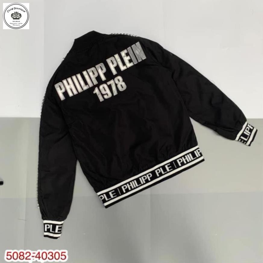 Áo khoác Philip đính đá kéo khóa Cao Cấp - Áo khoác philip chữ thêu  ảnh thật shop chụp