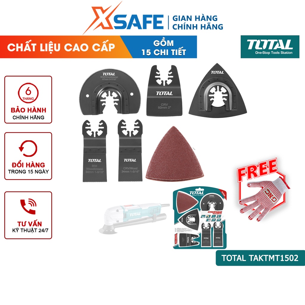Bộ lưỡi máy cắt gọc đa năng TOTAL TAKTMT1502 15 chi tiết gia công tỉ mỉ, sắc bén dùng cho lắp ráp, xây dựng, sửa chữa