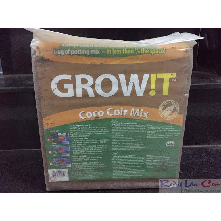 GROW!T coco coir mix mụn dừa, cám dừa đã xử lý. (cục=4,5kg)