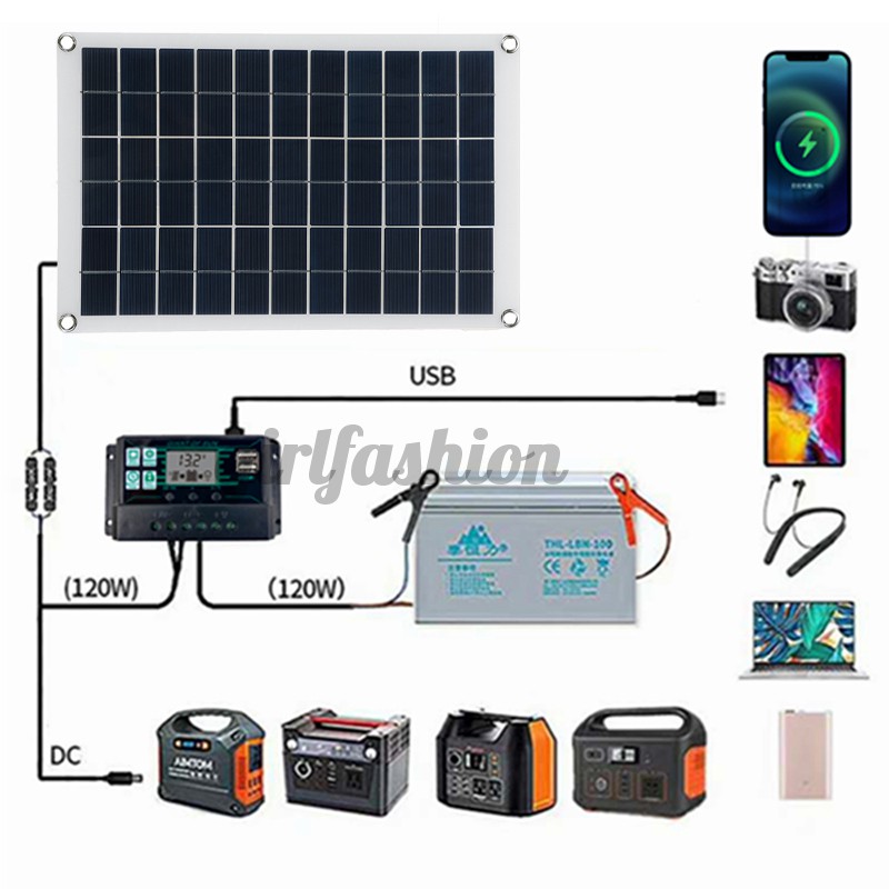 Bảng Điều Khiển 100W 12V Solar Panel + Bộ Bộ Điều Khiển LCD 10-100A Hoặc Xe Thuyền Vận Chuyển Caravan RV Xe/Cắm Trại/Hoạt Động Ngoài Trời Bộ Sạc Kẹp Cá Sấu