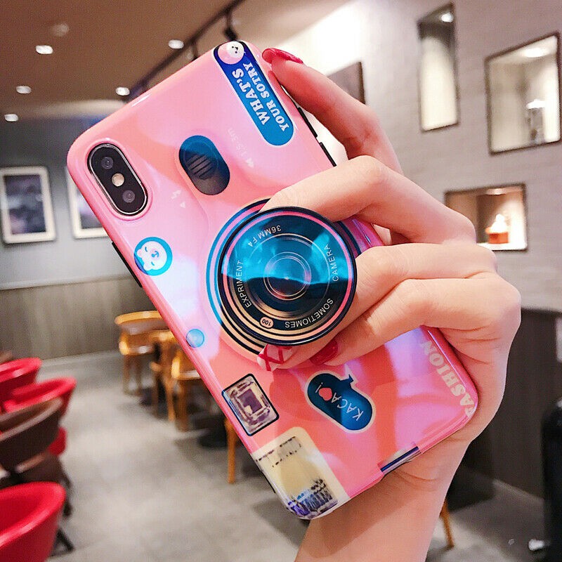 Ốp điện thoại bảo vệ cho iPhone 5 5S 6 6s 7 8 Plus XR X XS Max iPhone 11 pro max có đế đỡ kiểu camera