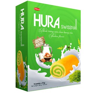 Bánh Trứng Cuộn Kem Hura Swissroll hương cốm 288g
