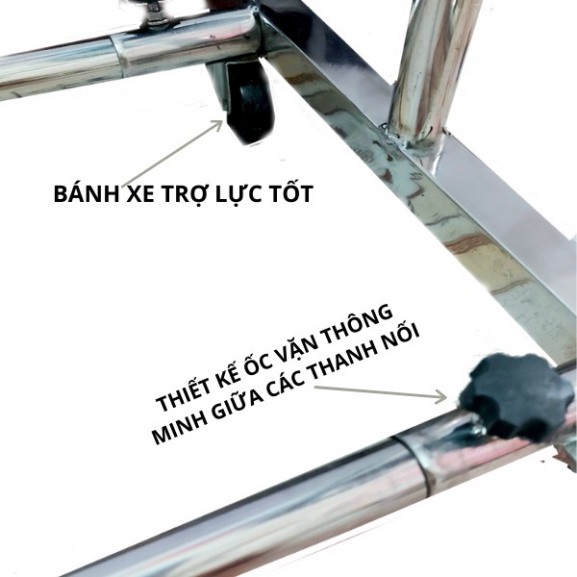 {CAO CÁP} Sào phơi đồ đơn inox chân vuông cao cấp phơi quần áo