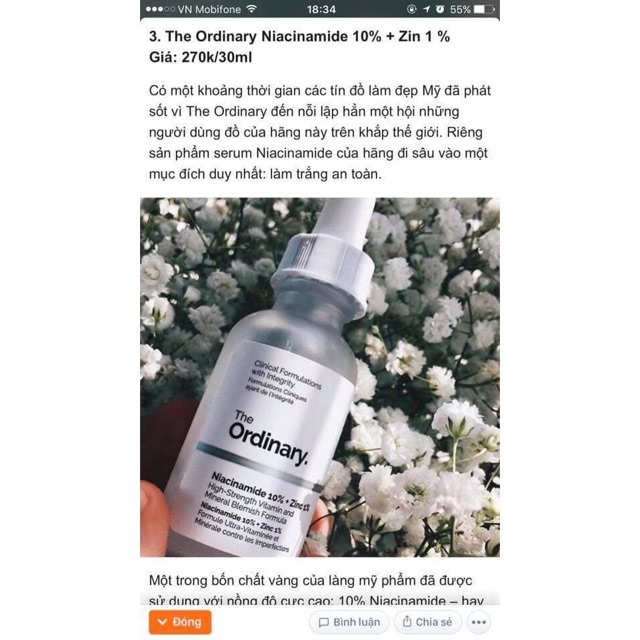 [ CÓ SẴN + BILL ] Dưỡng da The Ordinary Niacinamide, Hyaluronic, Kem Dưỡng