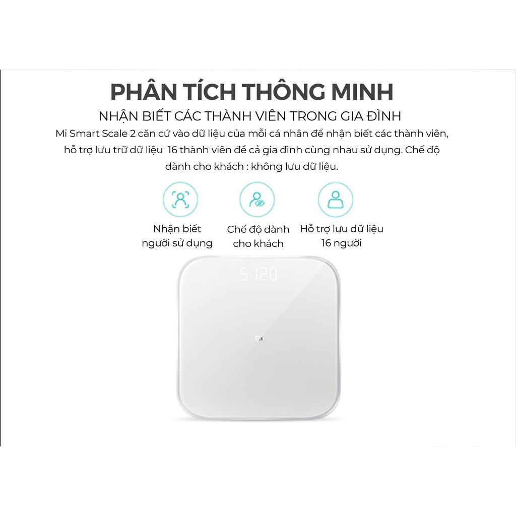 Cân Điện Tử Thông Minh Bluetooth Xiaomi Smart Scale Gen 2 – Bác Sĩ Gia Đình, Trợ Lý Sức Khỏe - Hàng Chính Hãng