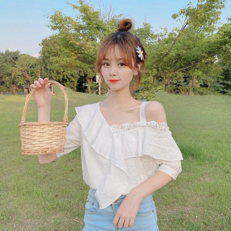 Áo Voan Trễ Vai Tay Ngắn Thời Trang Dành Cho Nữ