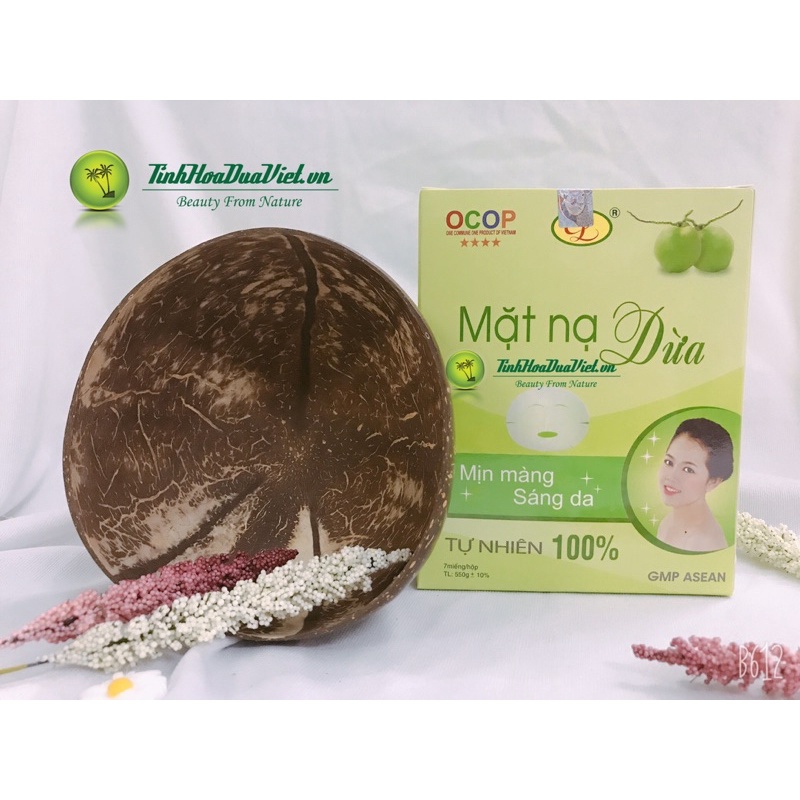 (2023) Hộp 7 miếng mặt nạ dừa Cửu Long NATURAL 100% thiên nhiên cấp ẩm