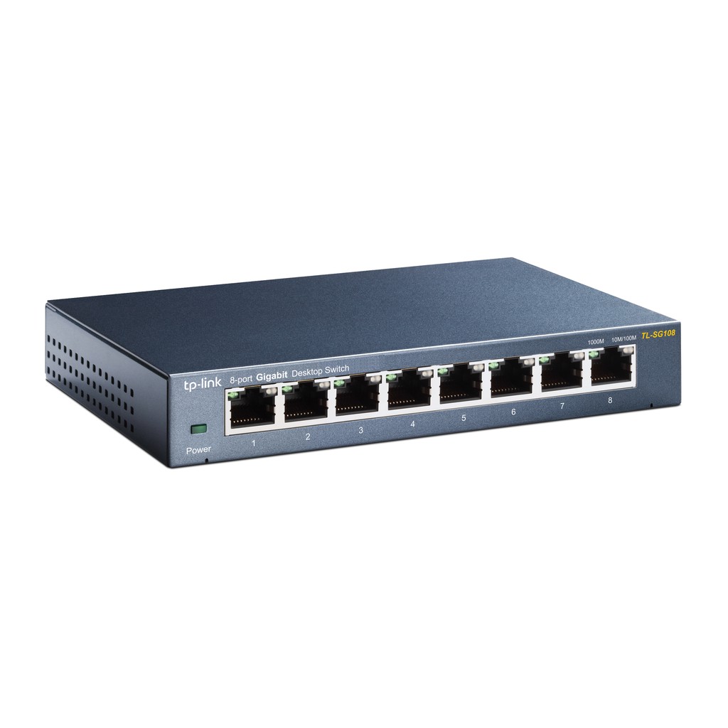 TP-Link Gigabit Vỏ thép Bộ chia mạng Switch   8 cổng RJ45 Tăng tốc máy chủ - TL-SG108 - Hàng Chính Hãng