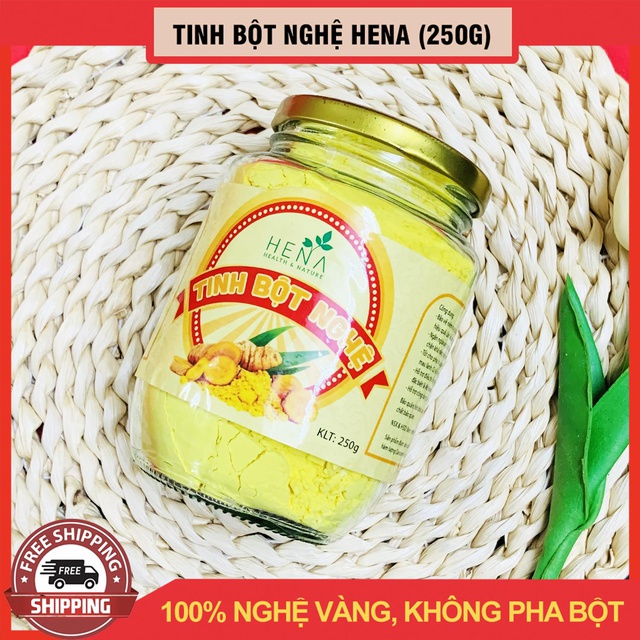 Tinh bột nghệ Cao cấp Hena 250g, Tinh Bột Nghệ Nano Chính Hãng 100% Tự Nhiên, Chữa Dạ Dày Hiệu Quả