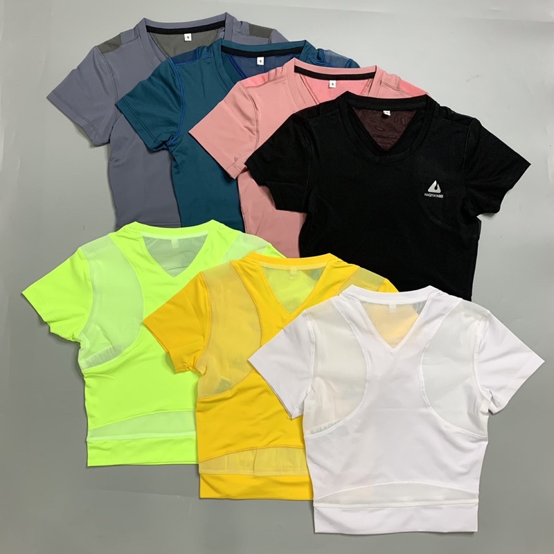 ÁO CROPTOP TẬP GYM, YOGA NỮ PHỐI LƯỚI LƯNG TAM GIÁC - Màu mới
