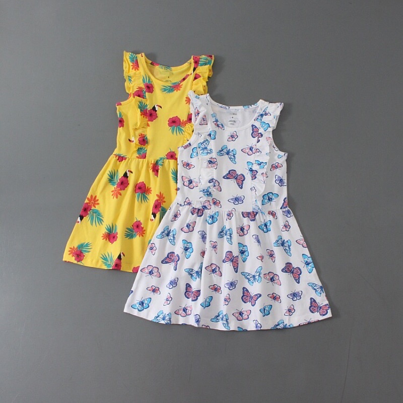 Váy sát nách bé gái Pekkle 2-8 tuổi Đầm cánh tiên bé gái chất cotton xuất dư 0621