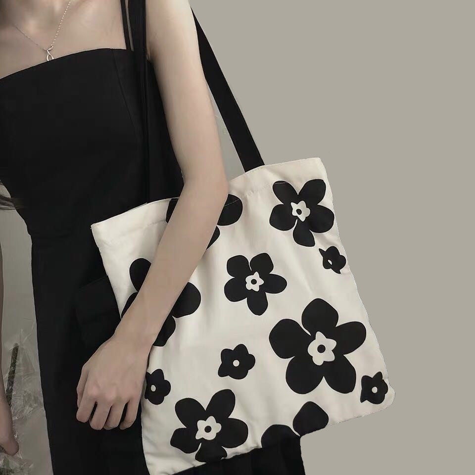 Túi Xách Canvas Họa Tiết Hoa Thời Trang Hàn Quốc Cho Nữ