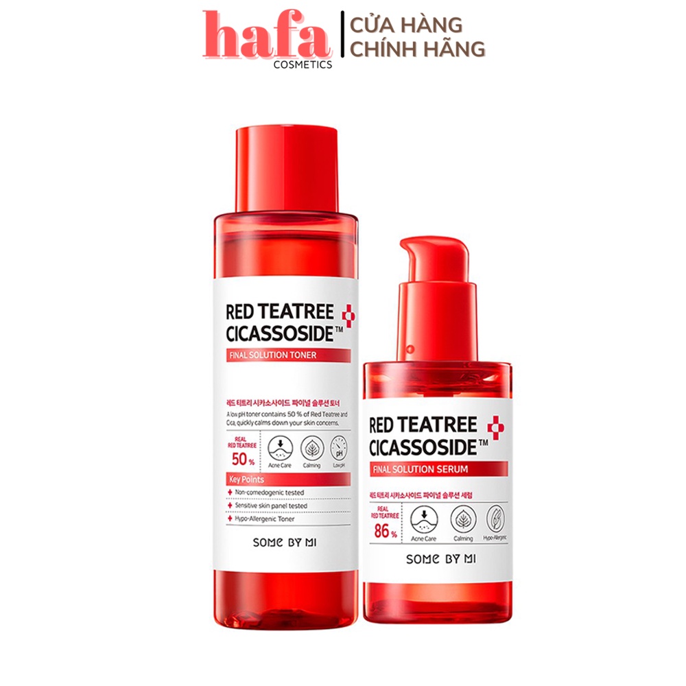 Combo Giảm Mụn, Phục Hồi Cho Da Nhạy Cảm Some By Mi Red TeaTree Cicassoside Final Solution (Toner 150ml + Serum 50ml)