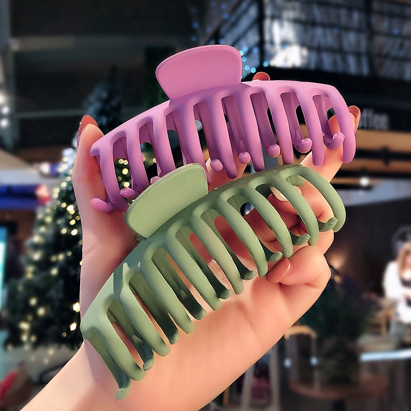 Kẹp tóc càng cua cỡ lớn bằng acrylic phối màu trơn đơn giản cho nữ