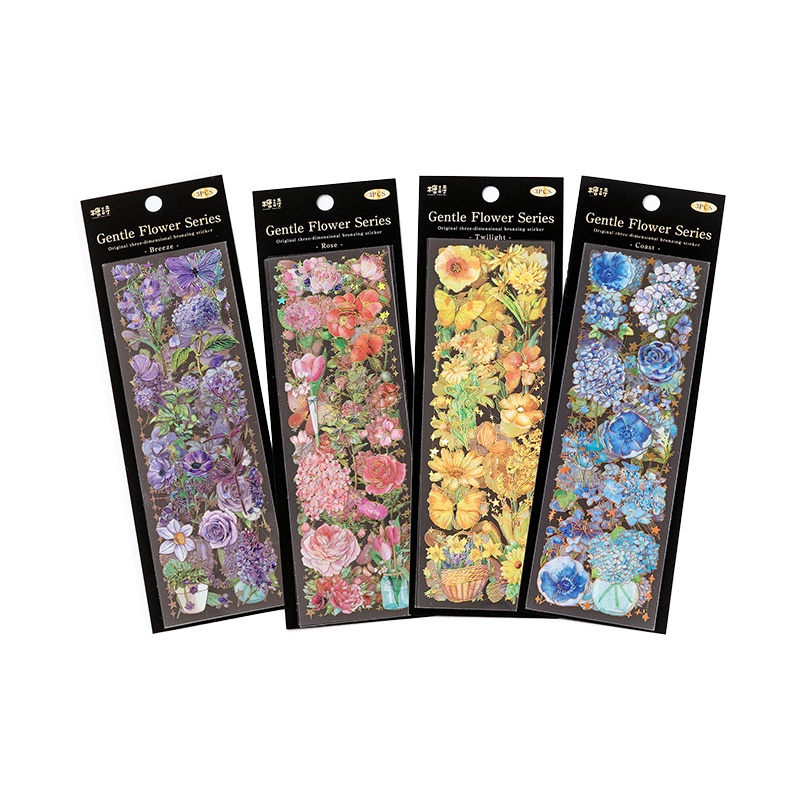Set 3 Miếng Dán PET Mạ Vàng Chống Thấm Nước Dùng Trang Trí Sổ Tay DIY