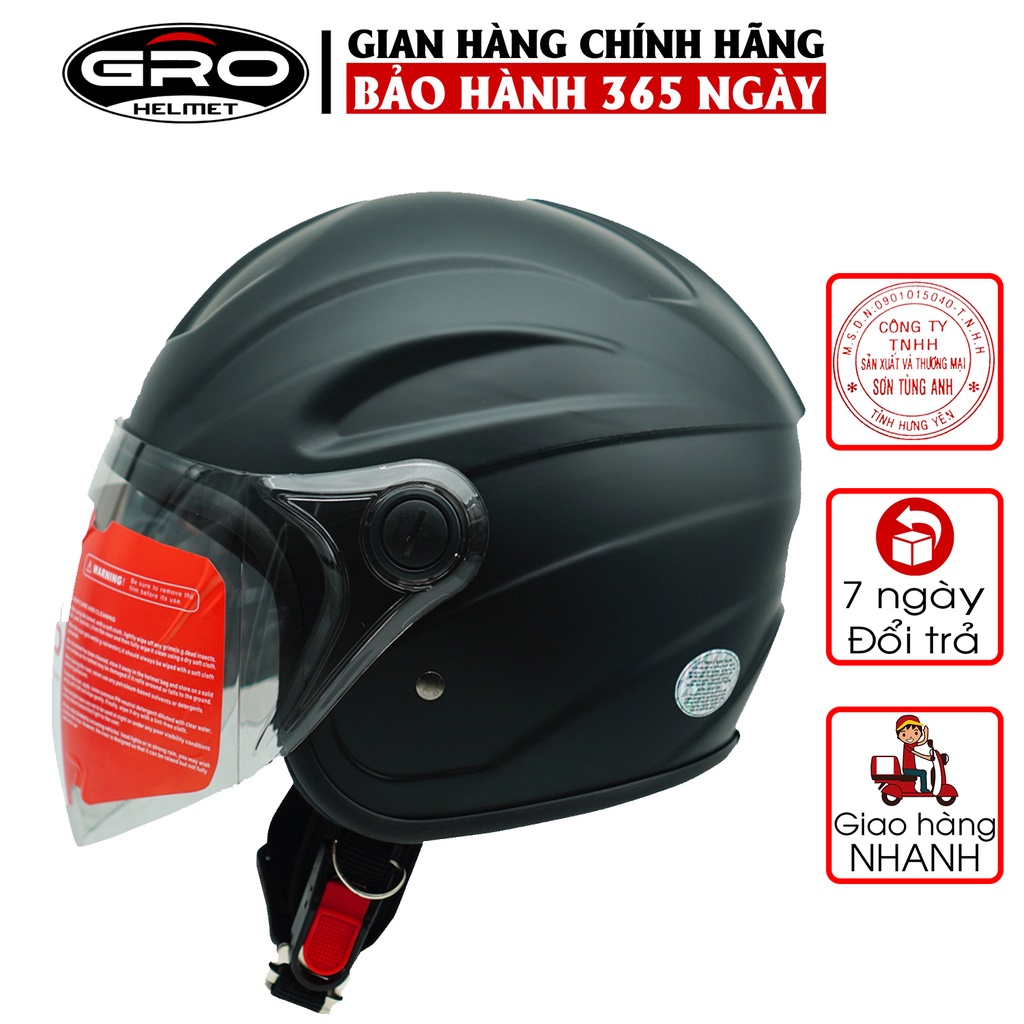 Mũ bảo hiểm cả đầu Gro T318 V3 có kính, nhựa ABS bền đẹp, khóa kim loại chắc chắn, mút xốp dày dặn - nhiều màu