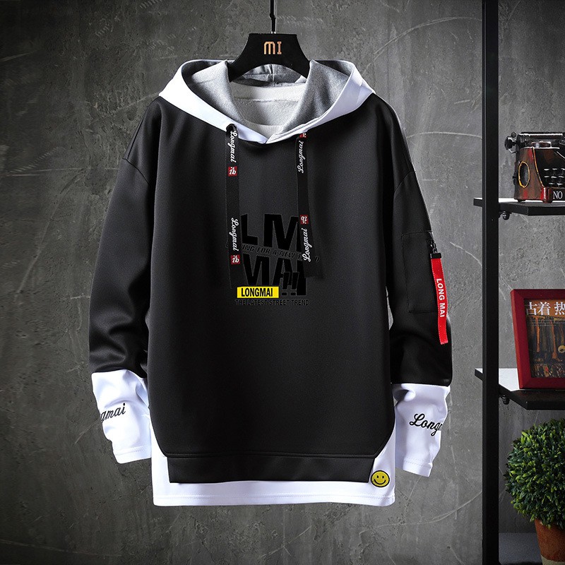 ✌✹Áo hoodie phối màu đen trắng phong cách Hàn Quốc trẻ trung cho nam