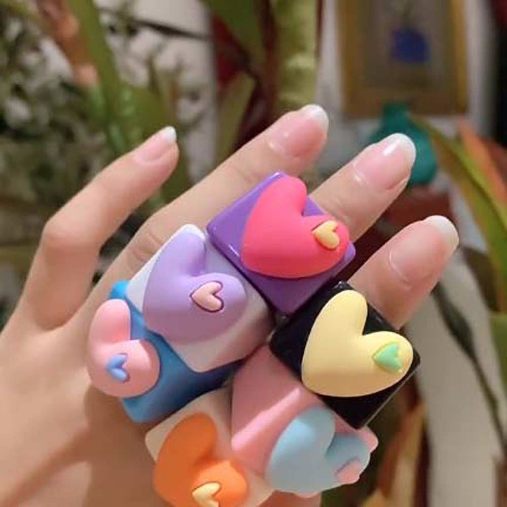 Nhẫn Nhựa Resin Acrylic Phối Màu Hình Trái Tim Lớn Thời Trang Hàn Quốc Cho Nữ