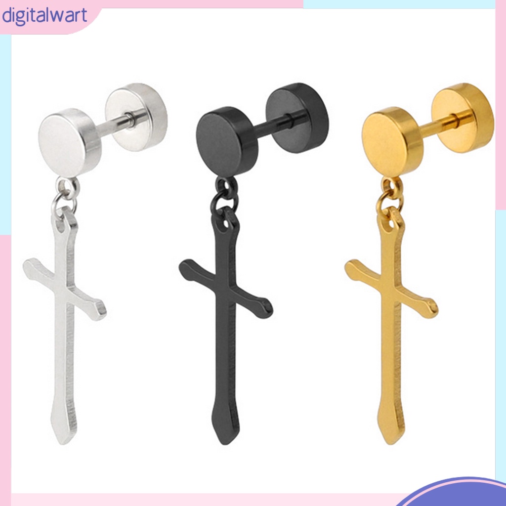 Dg✌❤ 1 Khuyên Tai Thép Titan Hình Thánh Giá