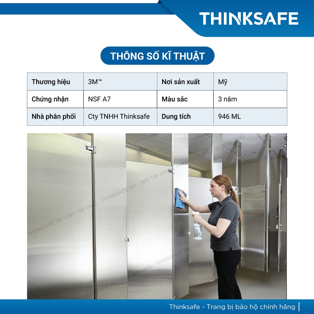 Dung dịch tẩy rửa bảo vệ Inox, thép không gỉ 3M Stainless Steel Cleaner and Protector Scotchgard 946ml - Thinksafe